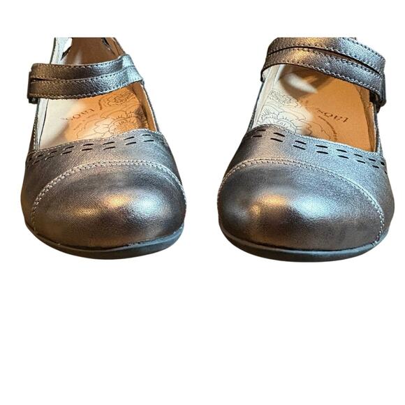 Taos Stunner US 9 UK 40 Pewter Leather Mary Jane Comfy Casual Small Heel - Picture 4 of 10